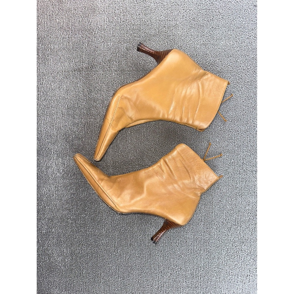Y2K Donald J Pliner Boots Women 9 M Tan Lindy 55 Leather Spain Made Office Work - Picture 6 of 16